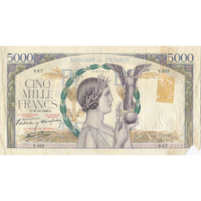 France, 5000 Francs, Victoire, 1940, 1940-12-12, AG(1-3), Fayette:46.16, KM:97b