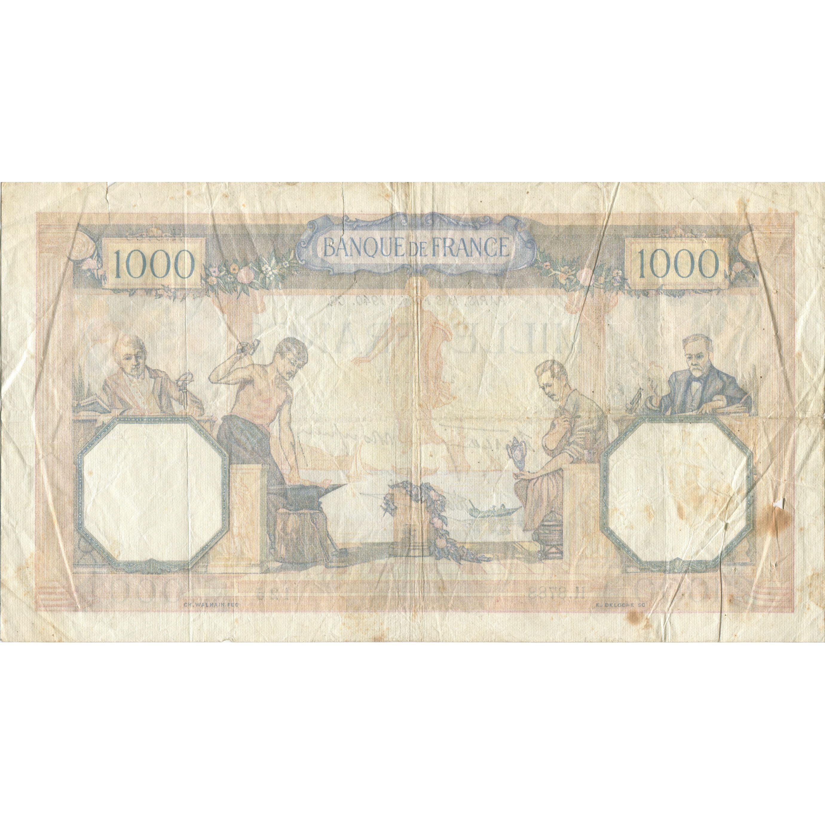 France, 1000 Francs, Cérès et Mercure, 1940, 1940-02-08, VG(8-10)