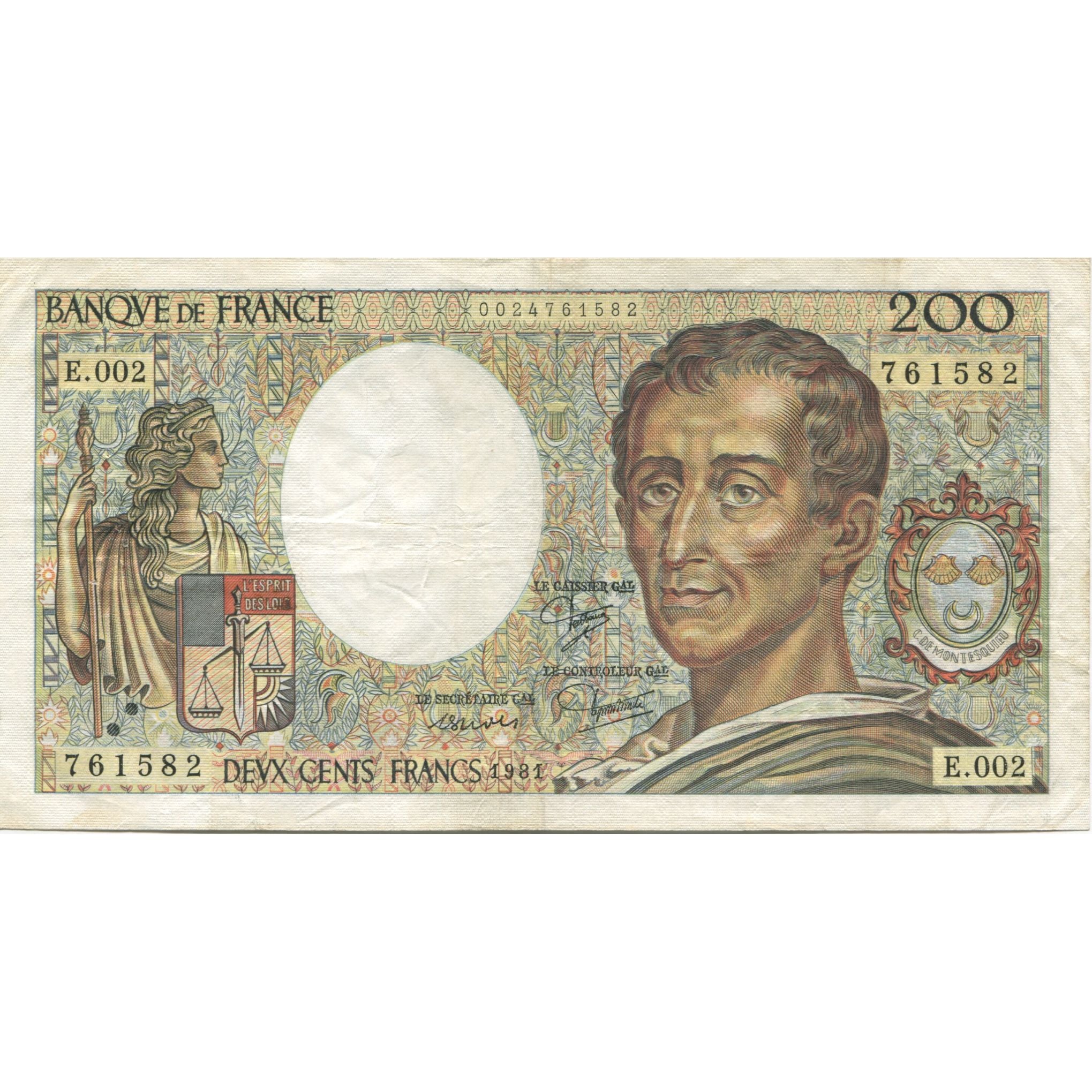 Francia, 200 Francs, Montesquieu, 1981, BB, Fayette:70.6, KM:155a