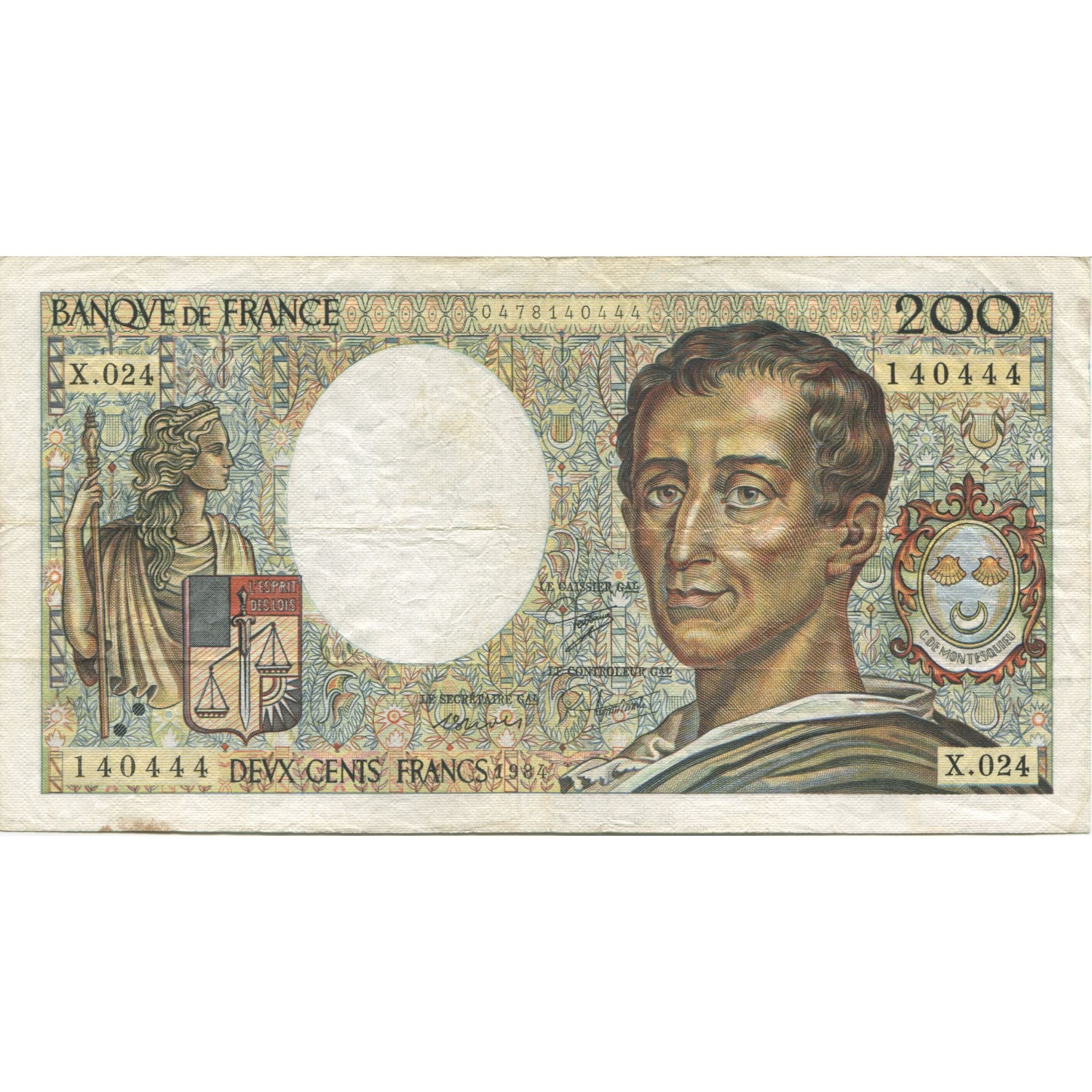 Francia, 200 Francs, Montesquieu, 1984, BB, Fayette:70.04, KM:155a