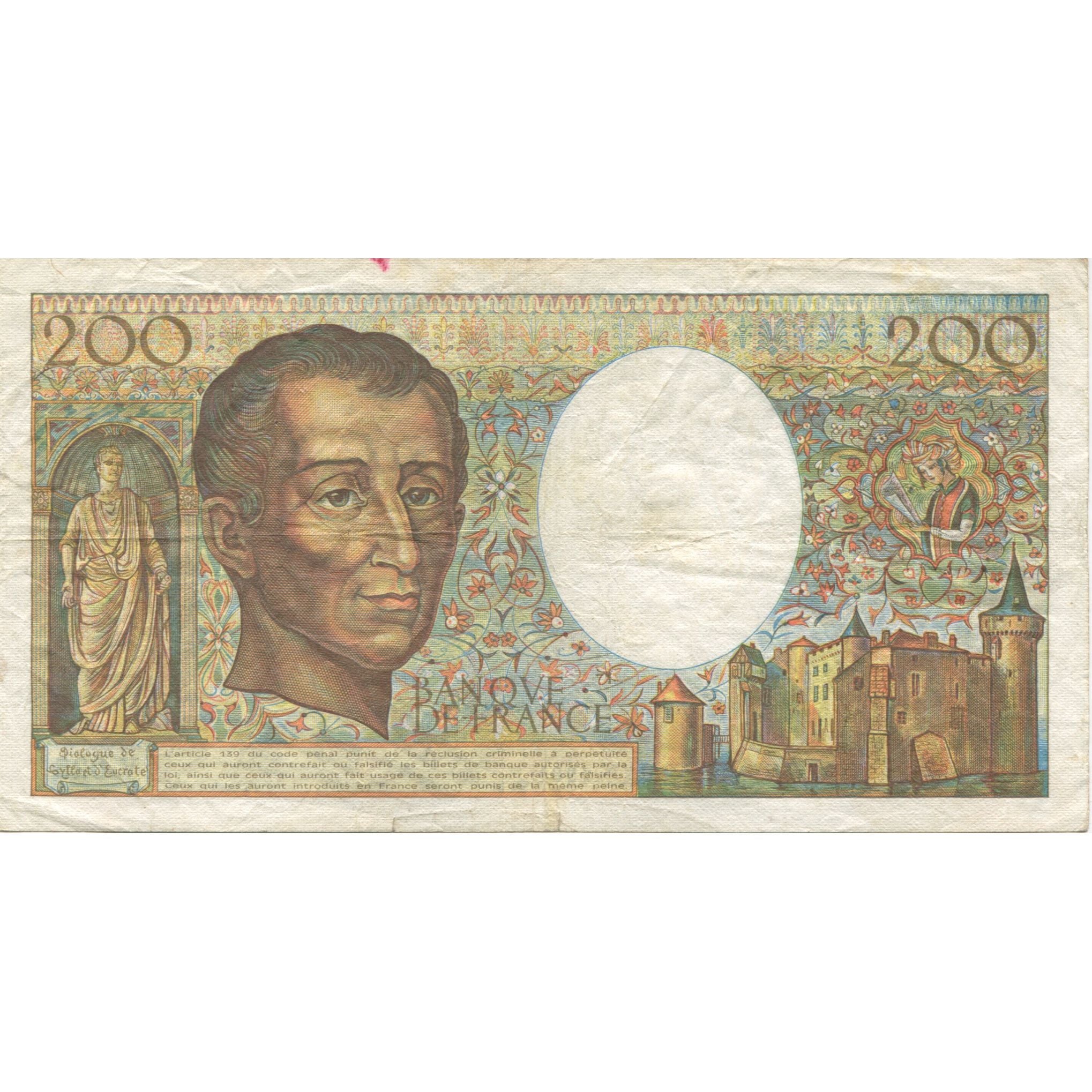 Francia, 200 Francs, Montesquieu, 1984, MB+, Fayette:70.04, KM:155a