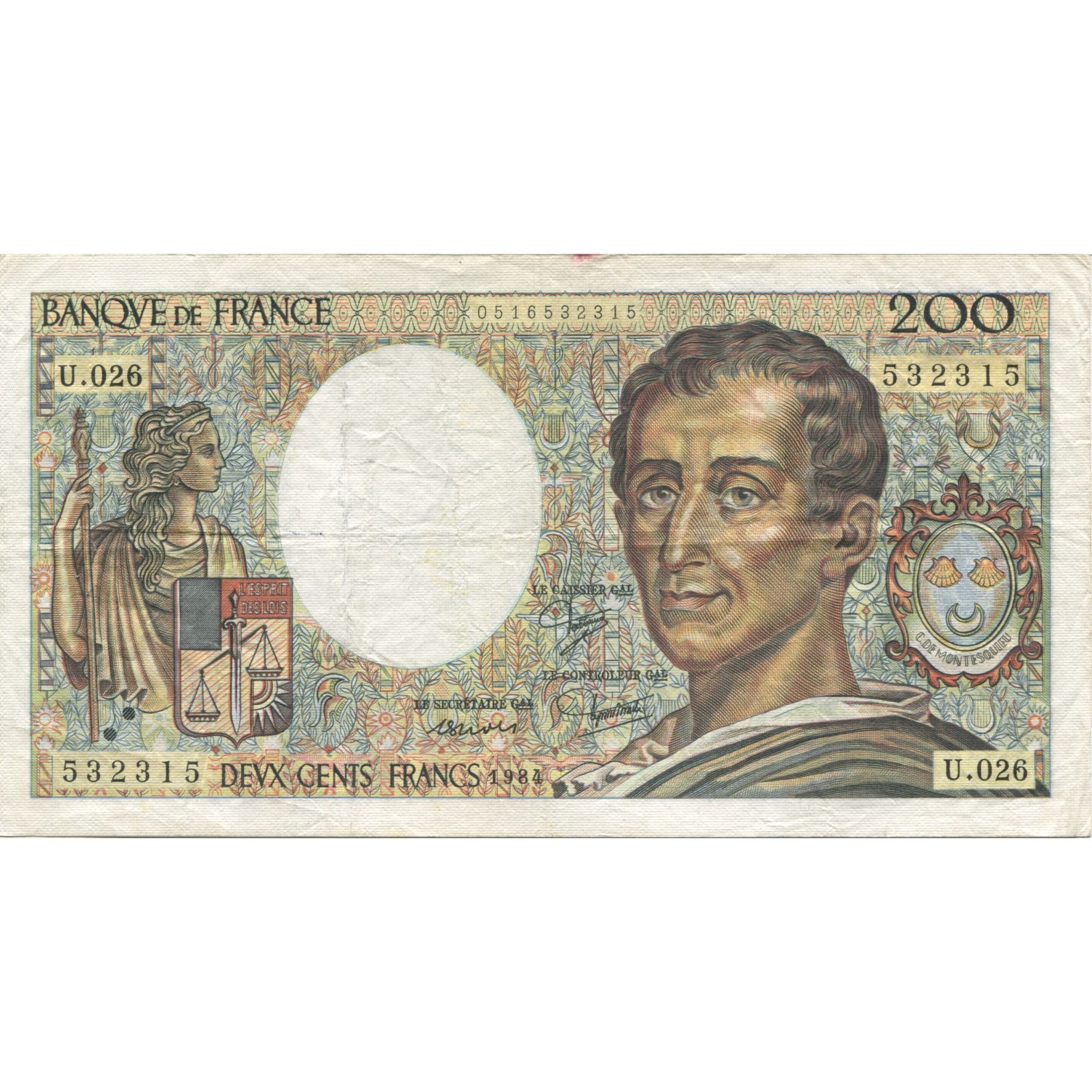 Francia, 200 Francs, Montesquieu, 1984, BB, Fayette:70.04, KM:155a