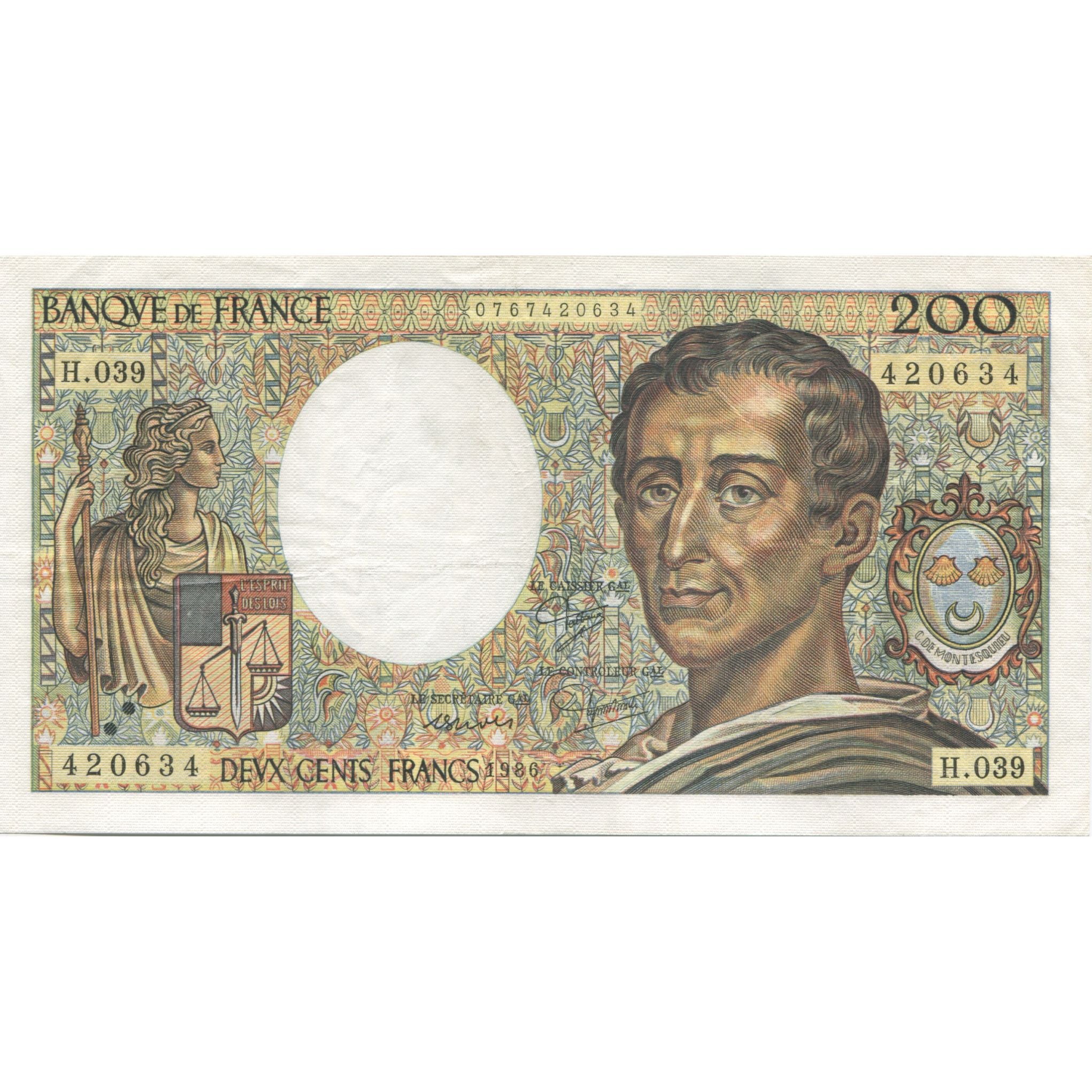 Francia, 200 Francs, Montesquieu, 1986, BB, Fayette:70.06, KM:155a