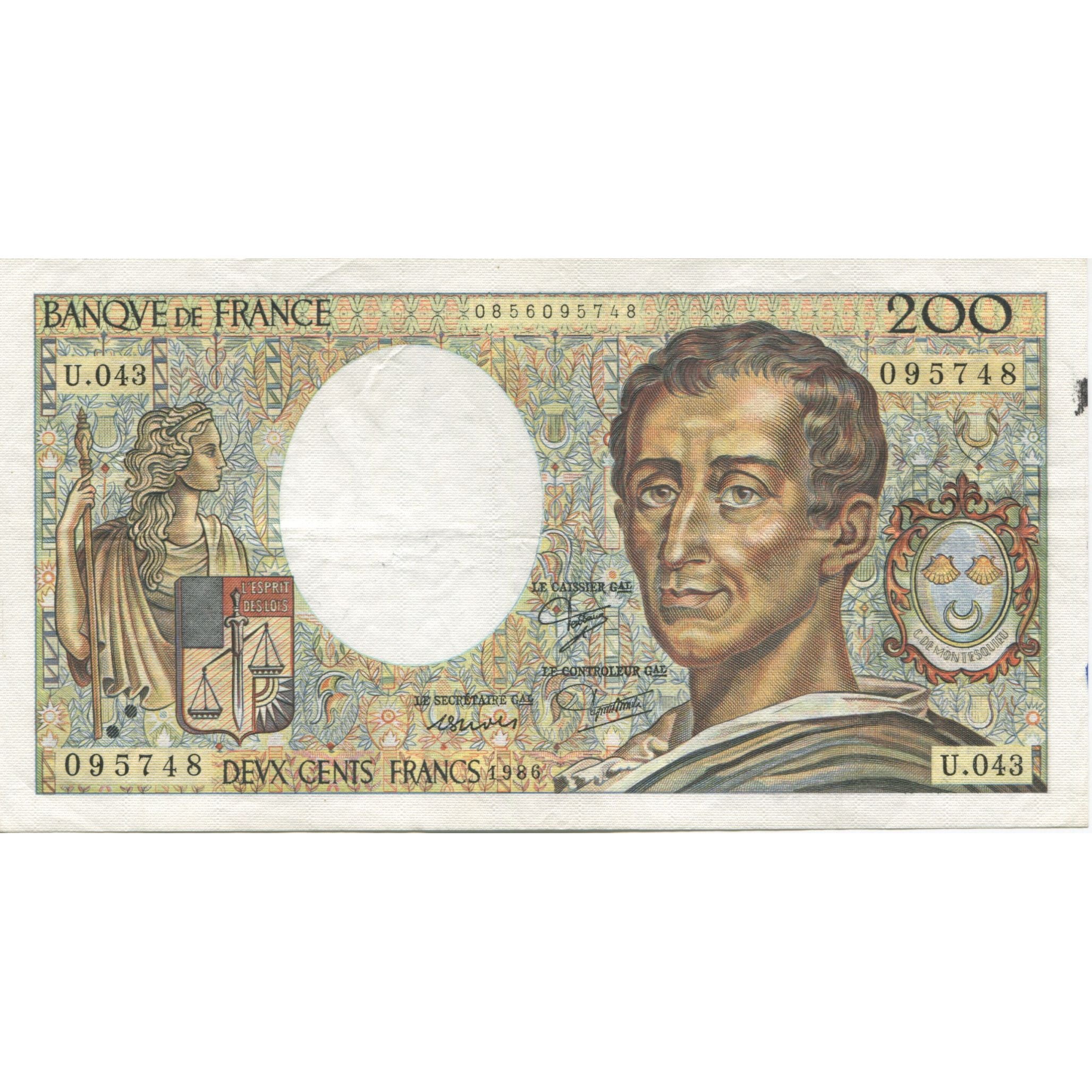 Francja, 200 Francs, Montesquieu, 1986, AU(50-53), Fayette:70.06, KM:155a