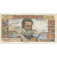 Frankreich, 5000 Francs, Henri IV, 1958, 1958-07-10, S+, Fayette:49.7, KM:135a