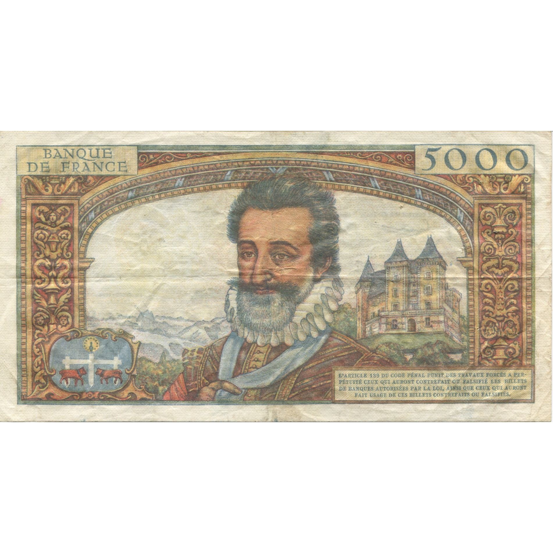 Frankreich, 5000 Francs, Henri IV, 1958, 1958-07-10, S+, Fayette:49.7, KM:135a