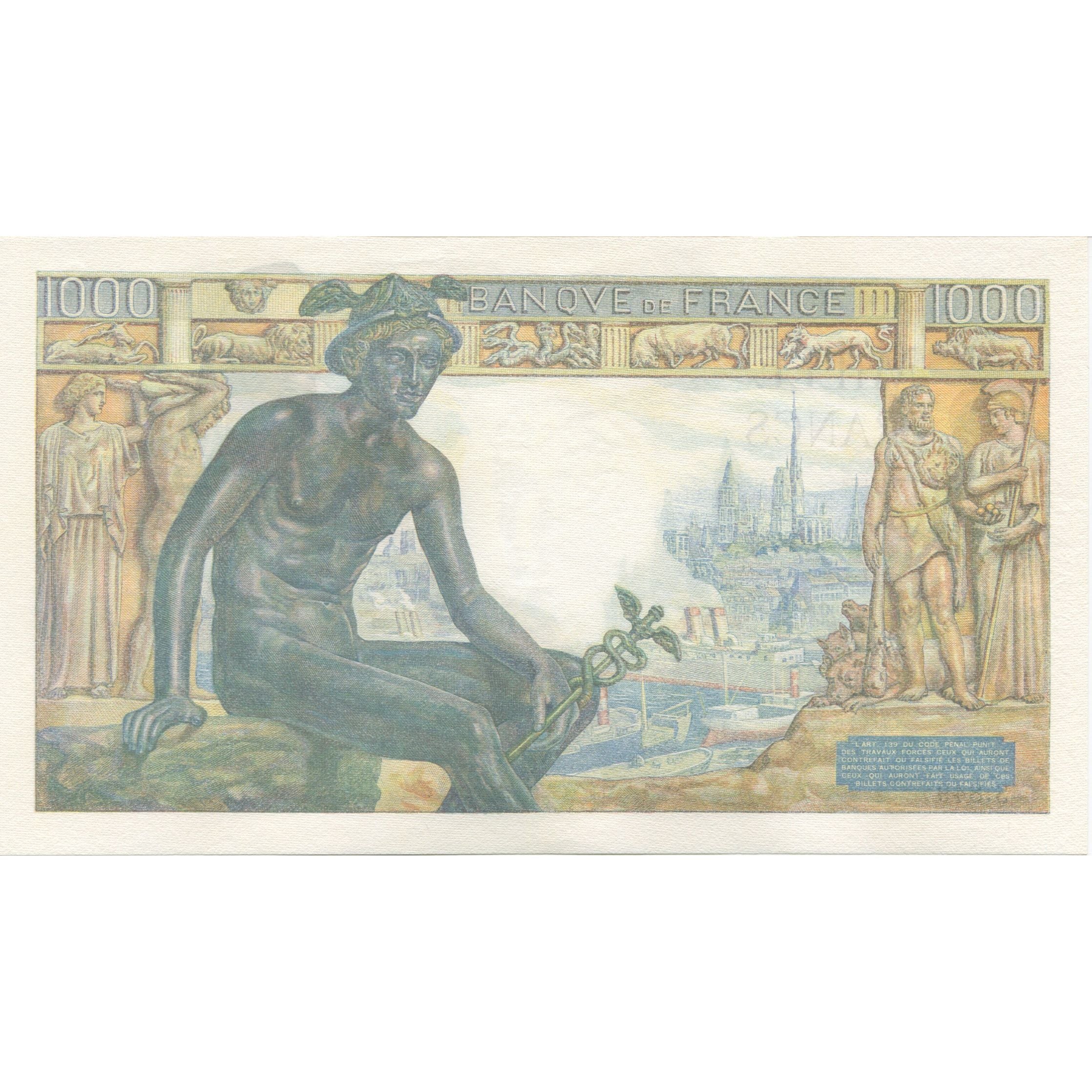 France, 1000 Francs, Déesse Déméter, 1942, 1942-06-20, NEUF, Fayette:40.3
