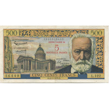 France, 5 Nouveaux Francs on 500 Francs, 1955-1959 Overprinted with ''Nouveaux