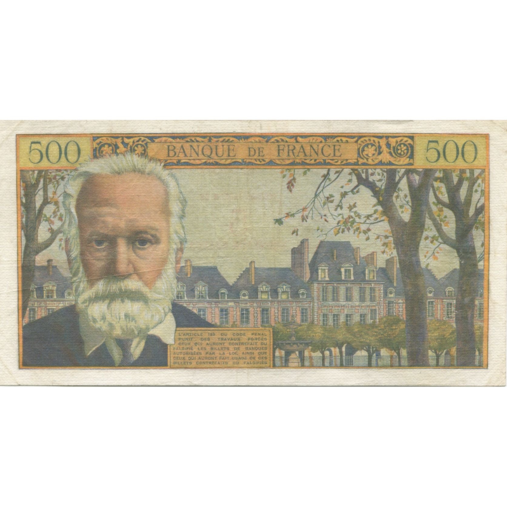 France, 5 Nouveaux Francs on 500 Francs, 1955-1959 Overprinted with ''Nouveaux