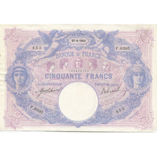 France, 50 Francs, Bleu et Rose, 1915, 1915-08-27, TB+, Fayette:14.28, KM:64e