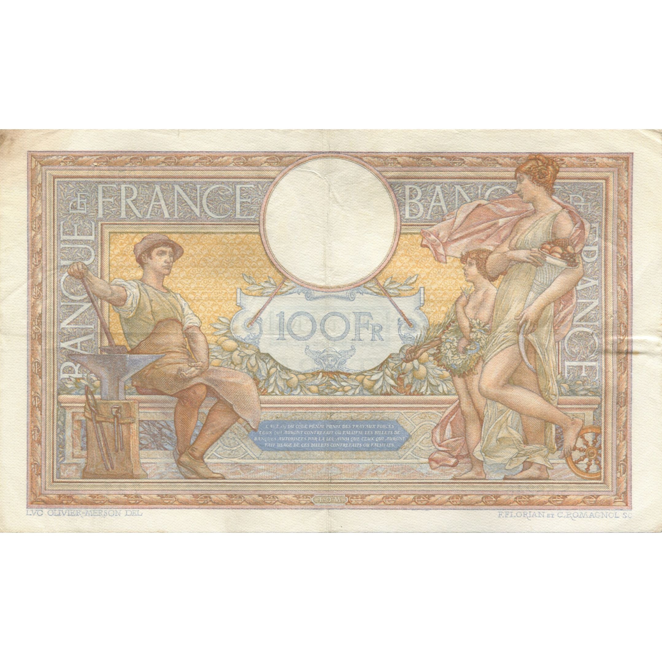 Francia, 100 Francs, Luc Olivier Merson, 1938, 1938-03-17, BB, Fayette:25.13