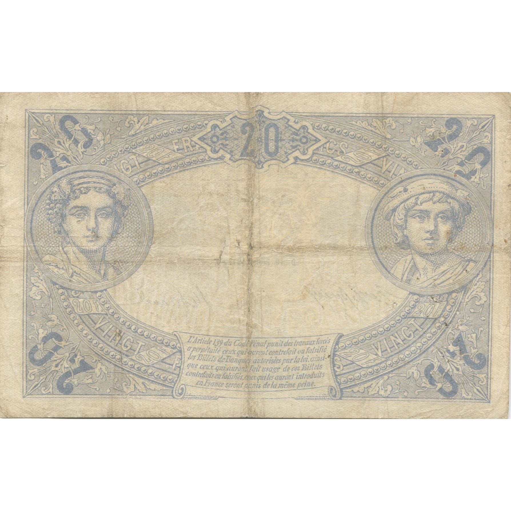 Francia, 20 Francs, Bleu, 1912, 1912-07-10, BB, Fayette:10.02, KM:68b