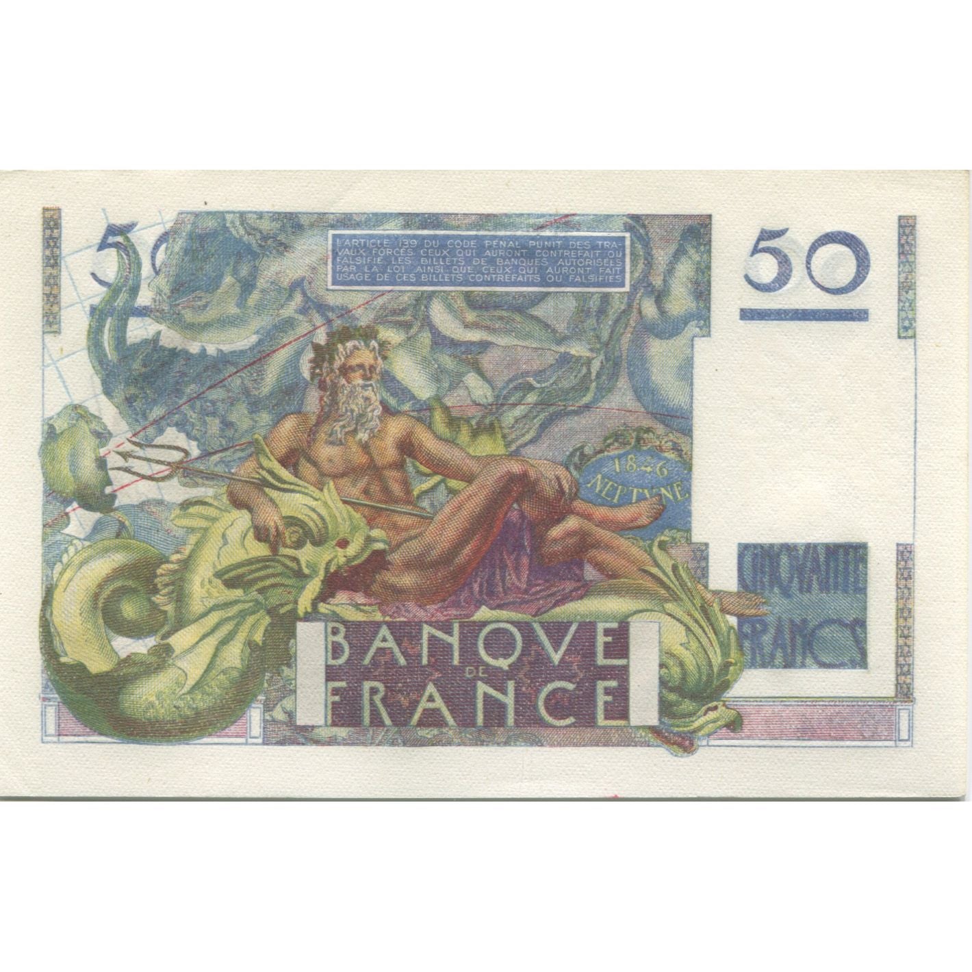 França, 50 Francs, Le Verrier, 1947, 1947-10-02, UNC(60-62), Fayette:20.09