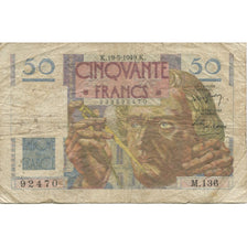 Francja, 50 Francs, Le Verrier, 1949, 1949-05-19, VF(20-25), Fayette:20.12