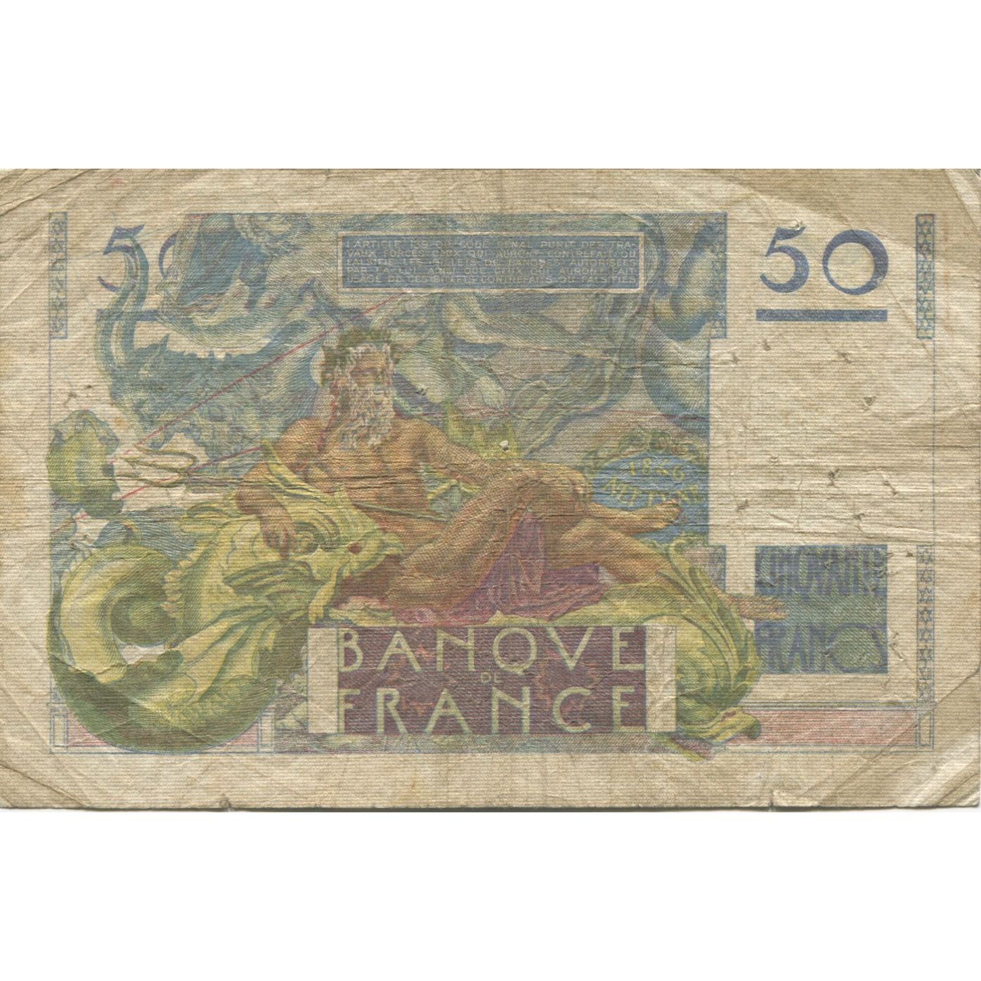 Francja, 50 Francs, Le Verrier, 1949, 1949-05-19, VF(20-25), Fayette:20.12