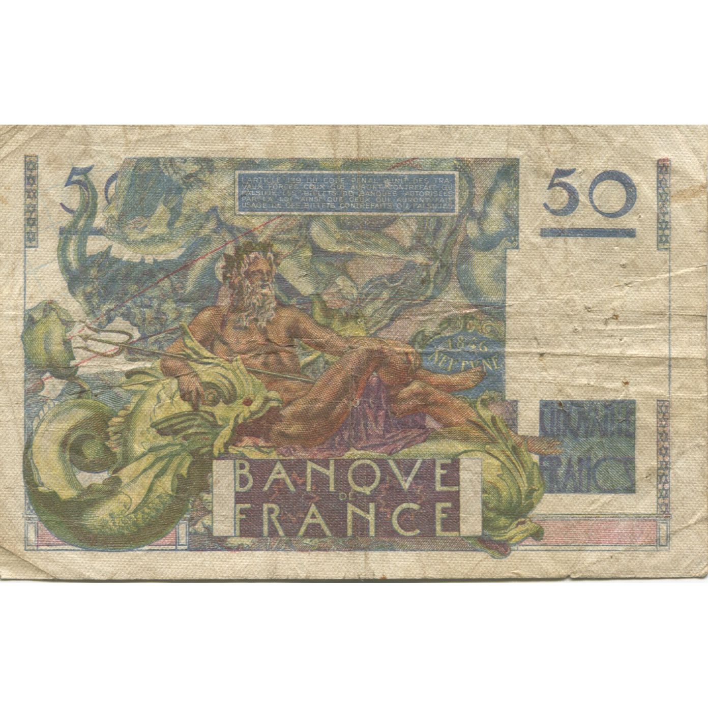 Frankrijk, 50 Francs, Le Verrier, 1947, 1947-10-02, TB, Fayette:20.9, KM:127b