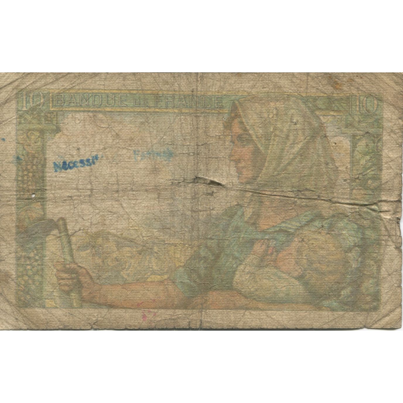 France, 10 Francs, Mineur, VG(8-10), Fayette:8.12, KM:99e