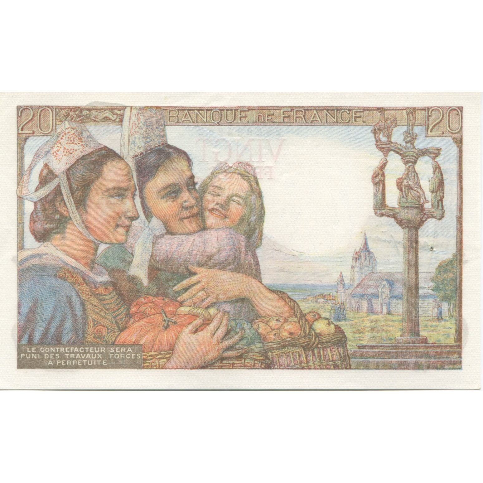 Frankrijk, 20 Francs, Pêcheur, 1943, 1943-10-07, SPL, Fayette:13.7, KM:100a