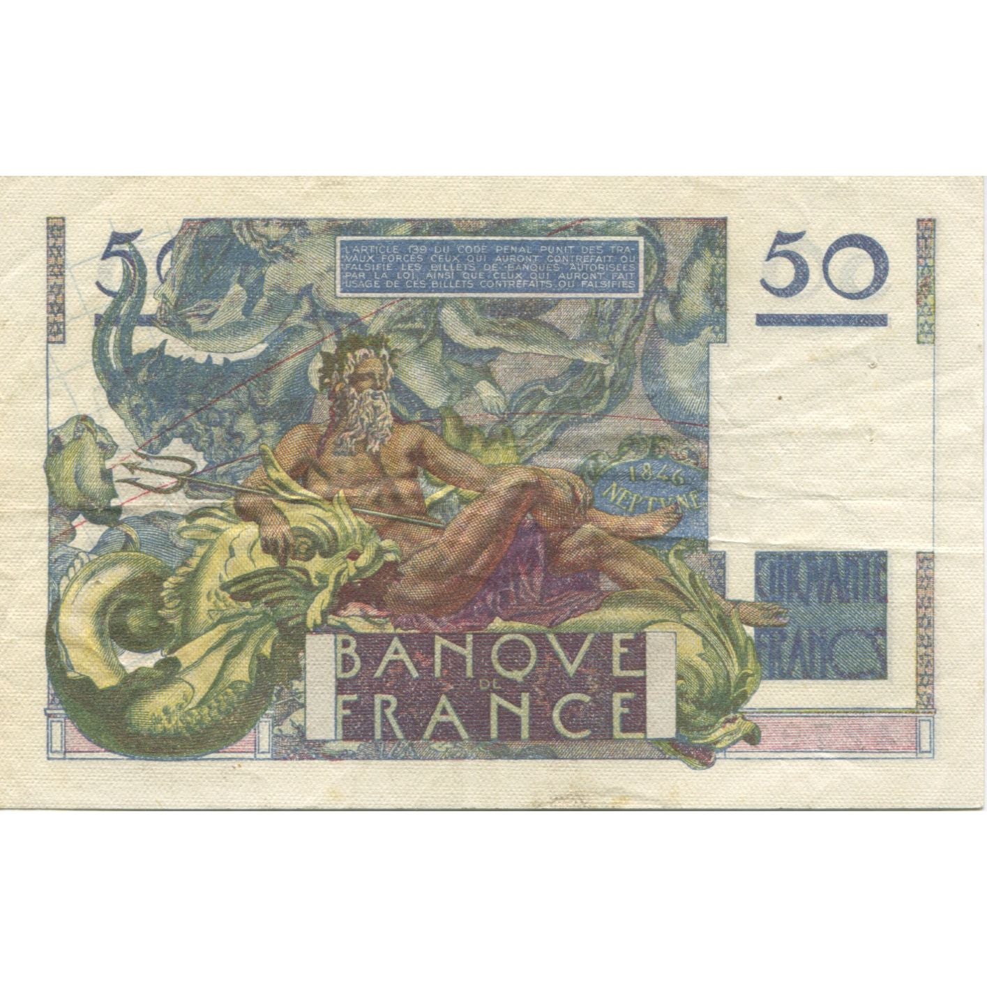 Frankreich, 50 Francs, Le Verrier, 1947, 1947-10-02, SS+, Fayette:20.9, KM:127b