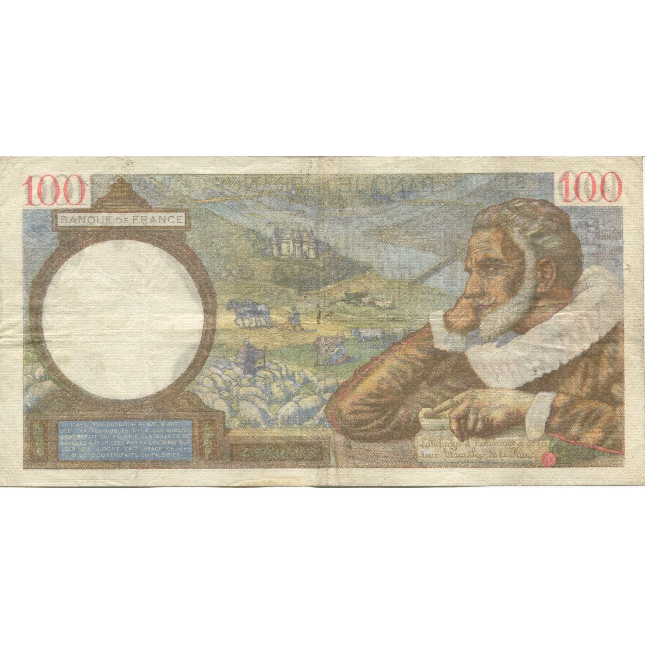 Francja, 100 Francs, Sully, 1942, 1942-04-02, EF(40-45), Fayette:26.69, KM:94
