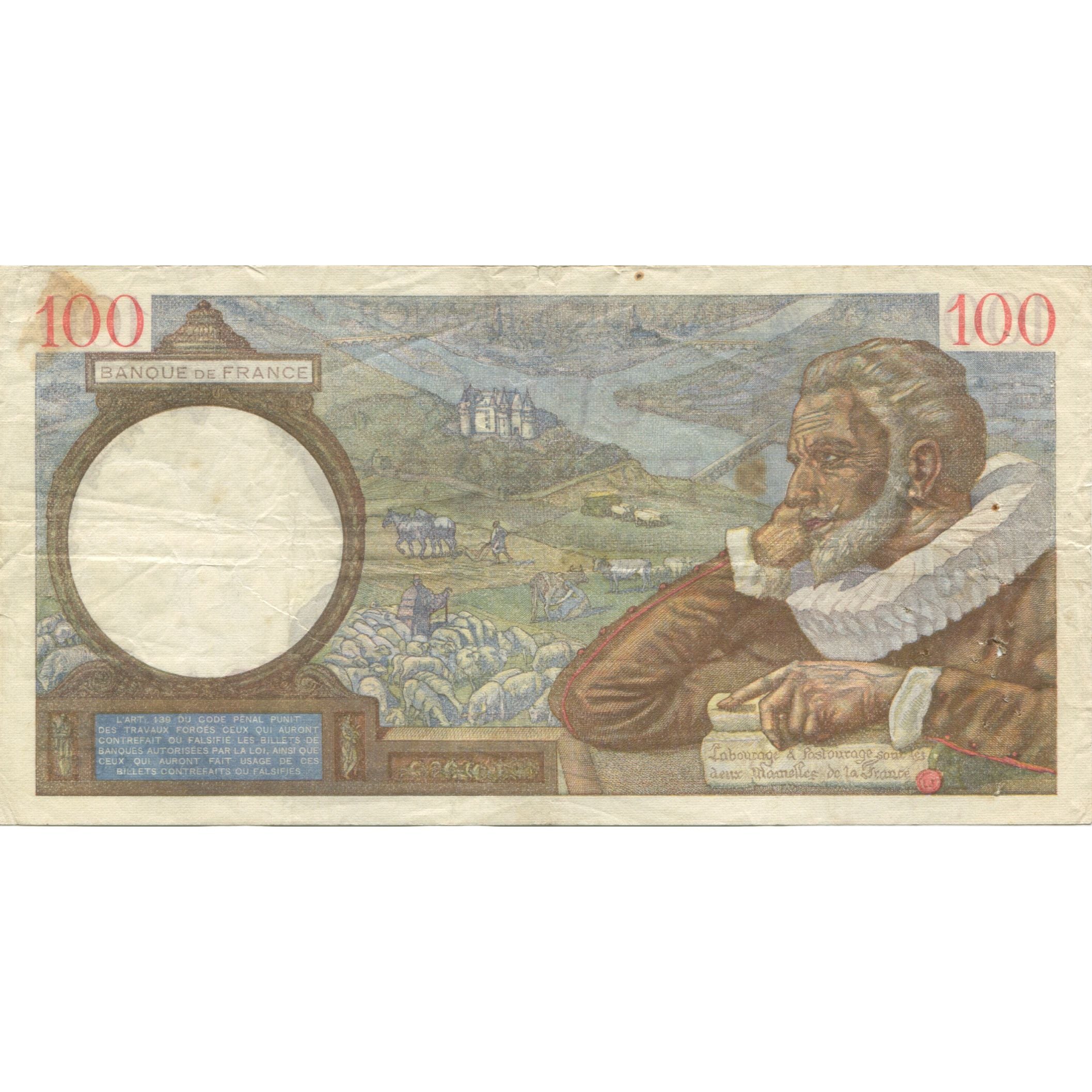 Francja, 100 Francs, Sully, 1939, 1939-08-24, EF(40-45), Fayette:26.05, KM:94