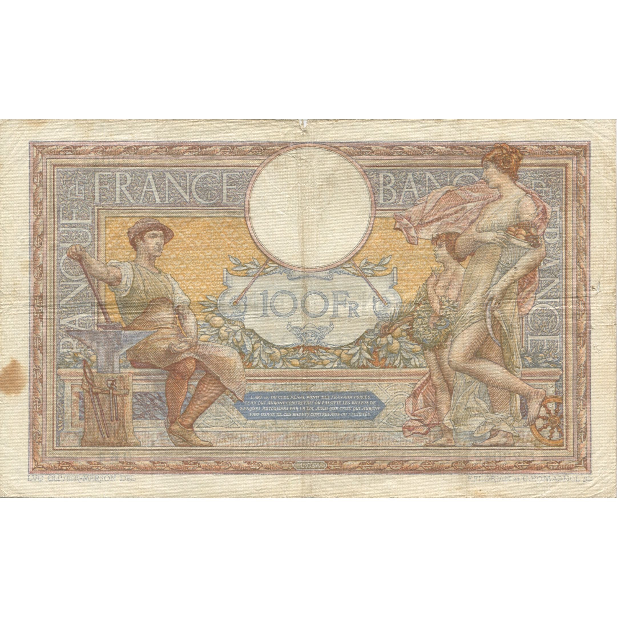 Frankreich, 100 Francs, Luc Olivier Merson, 1928, 1928-10-19, S+, Fayette:24.07