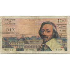 France, 10 Nouveaux Francs, Richelieu, 1962, 1962-02-01, B+, Fayette:57.17