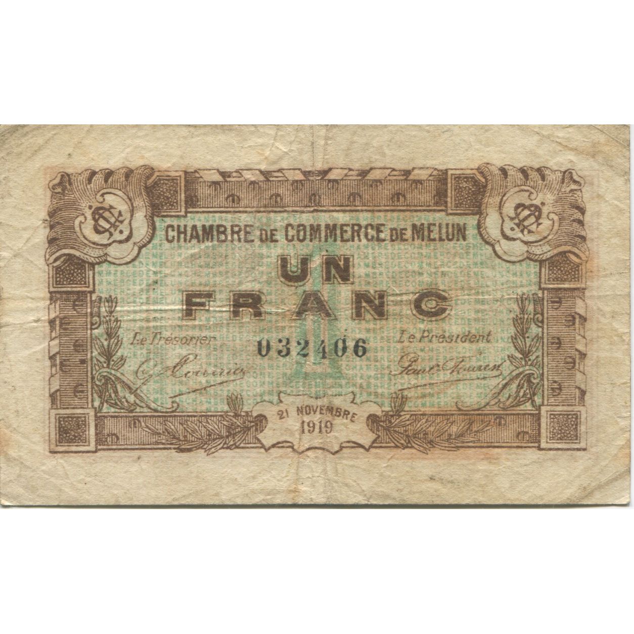 Francia, Melun, 1 Franc, 1919, BB, Pirot:80-7