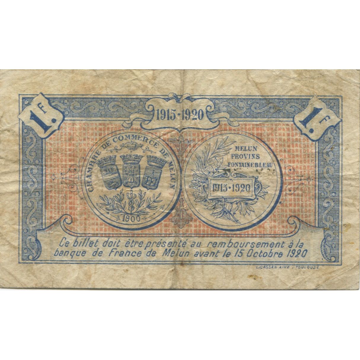Frankreich, Melun, 1 Franc, 1915, SS, Pirot:80-3