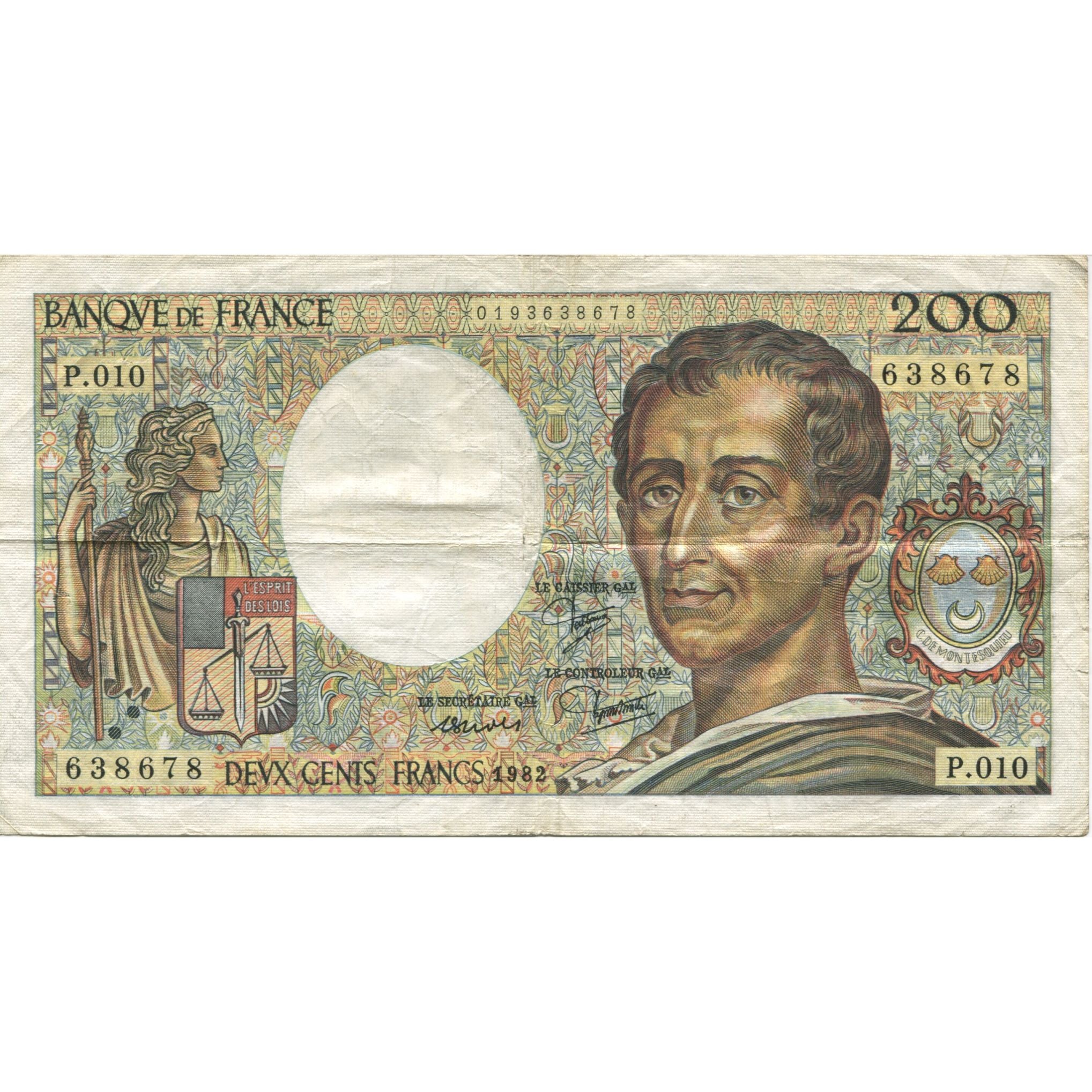 Francja, 200 Francs, Montesquieu, 1982, VF(30-35), Fayette:70.02, KM:155a