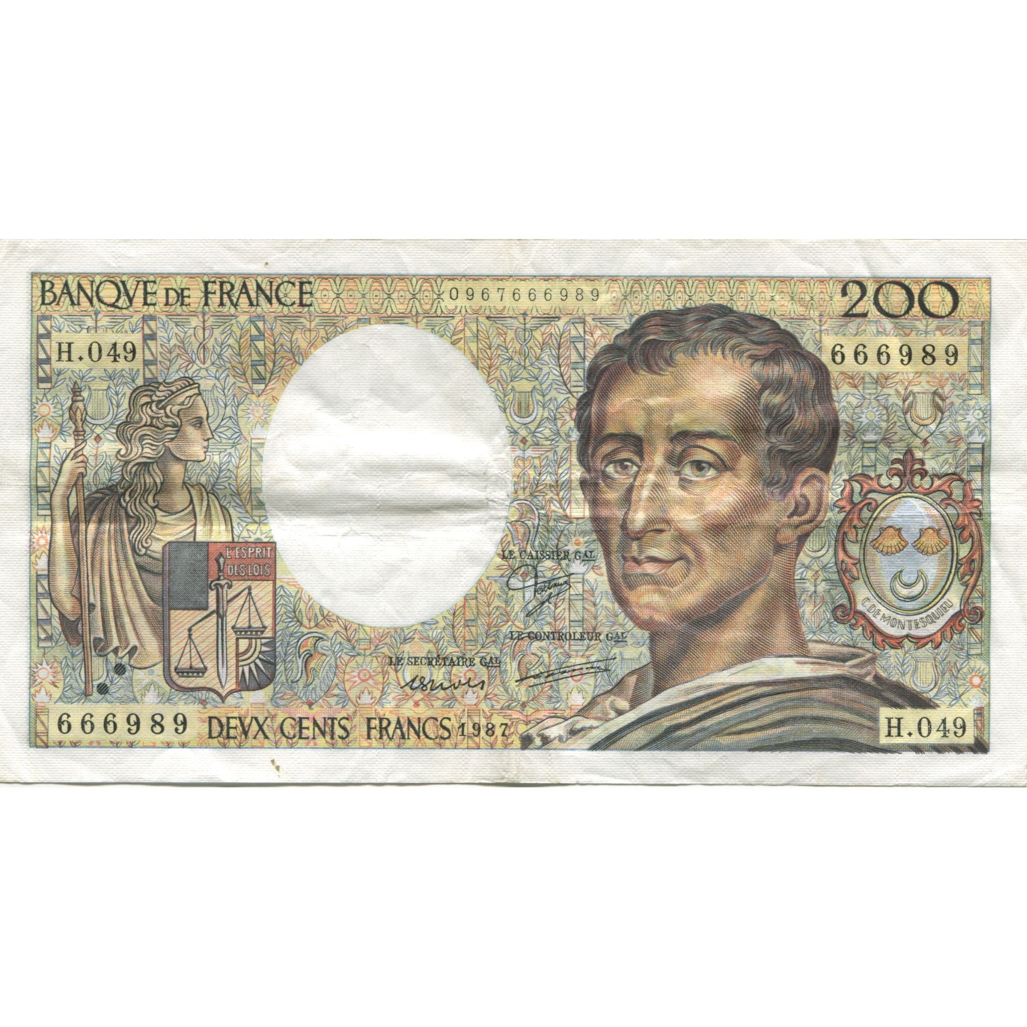 Francja, 200 Francs, Montesquieu, 1987, AU(50-53), Fayette:70.07, KM:155b