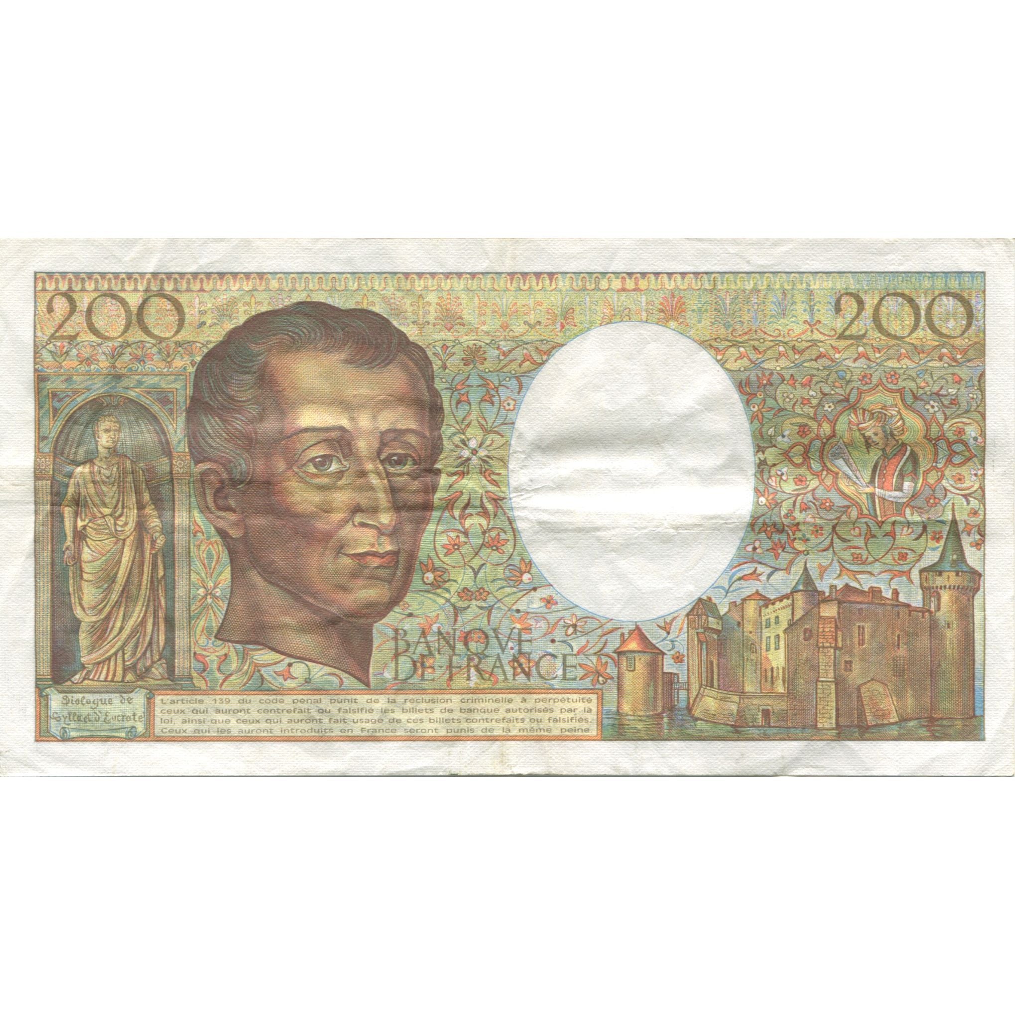Francja, 200 Francs, Montesquieu, 1987, AU(50-53), Fayette:70.07, KM:155b