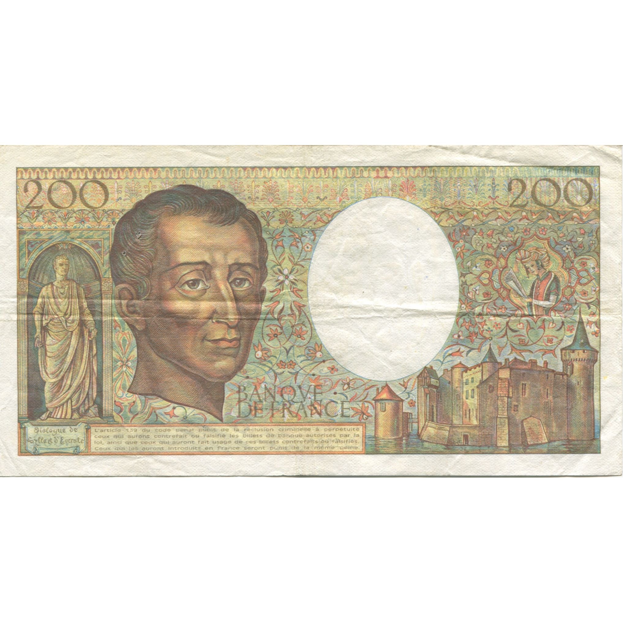 Francja, 200 Francs, Montesquieu, 1987, EF(40-45), Fayette:70.07, KM:155b