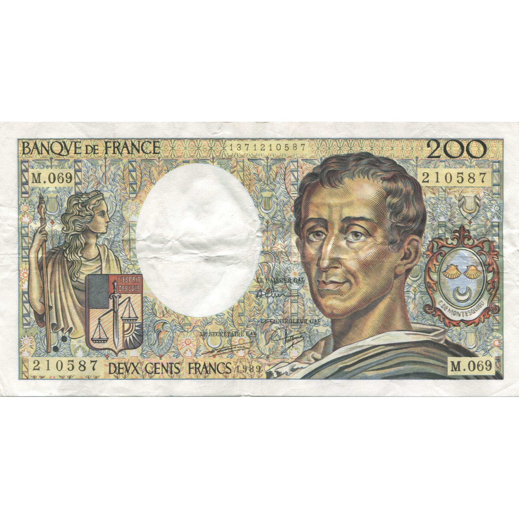 Francja, 200 Francs, Montesquieu, 1989, AU(50-53), Fayette:70.9, KM:155c