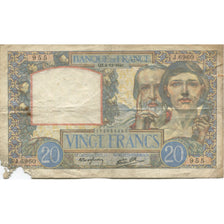 France, 20 Francs, Science et Travail, 1941, 1941-12-04, VG(8-10)