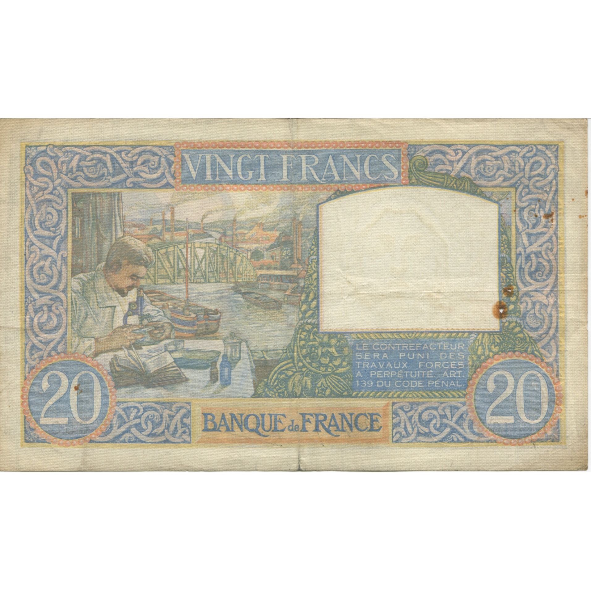 Francia, 20 Francs, Science et Travail, 1941, 1941-10-30, MBC, Fayette:12.19