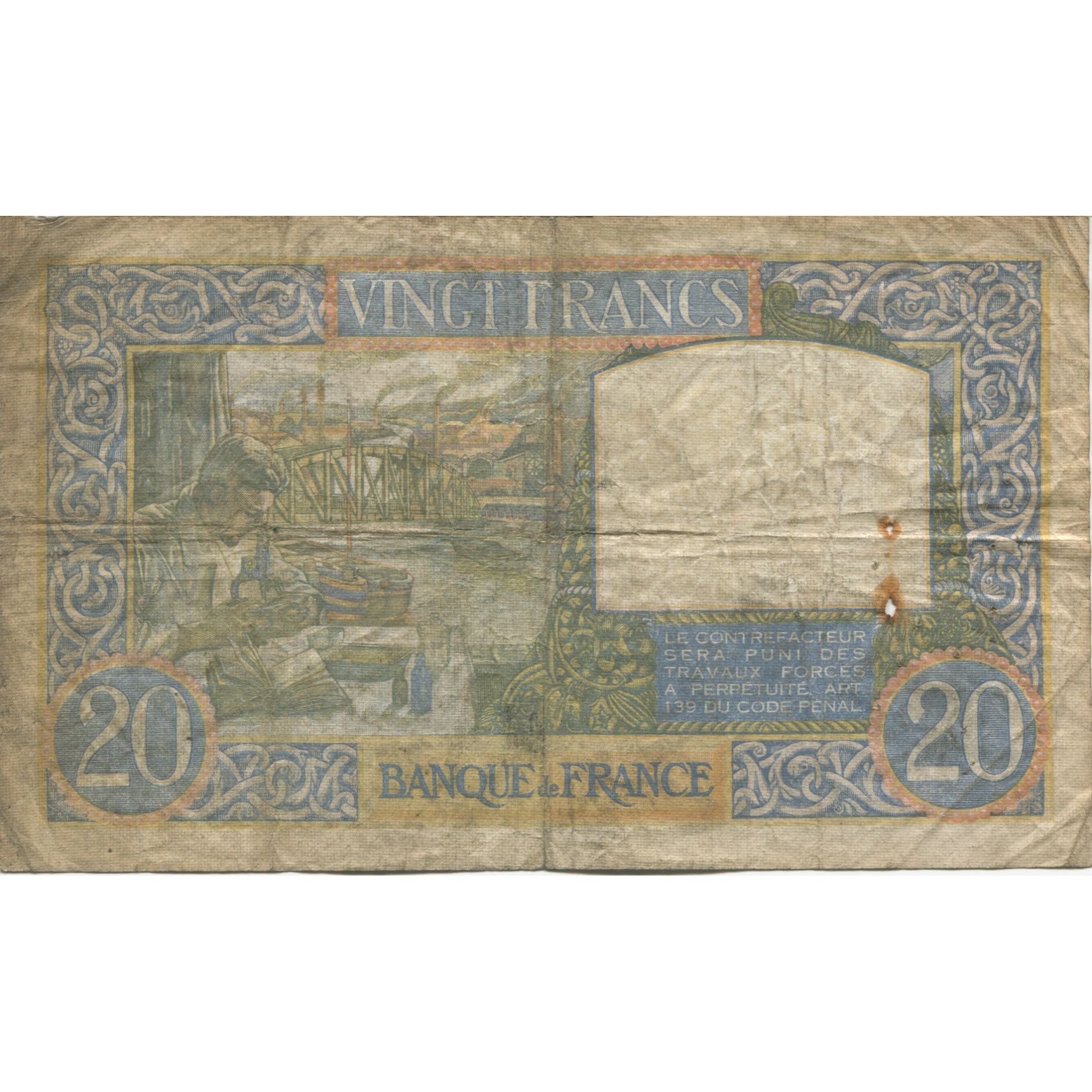 França, 20 Francs, Science et Travail, 1941, 1941-04-03, VF(20-25)