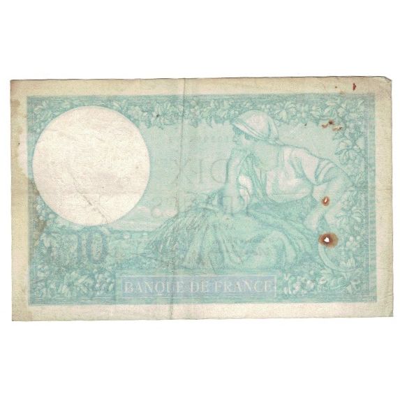 France, 10 Francs, Minerve, 1940, 1940-12-12, TB+, Fayette:07.29, KM:84