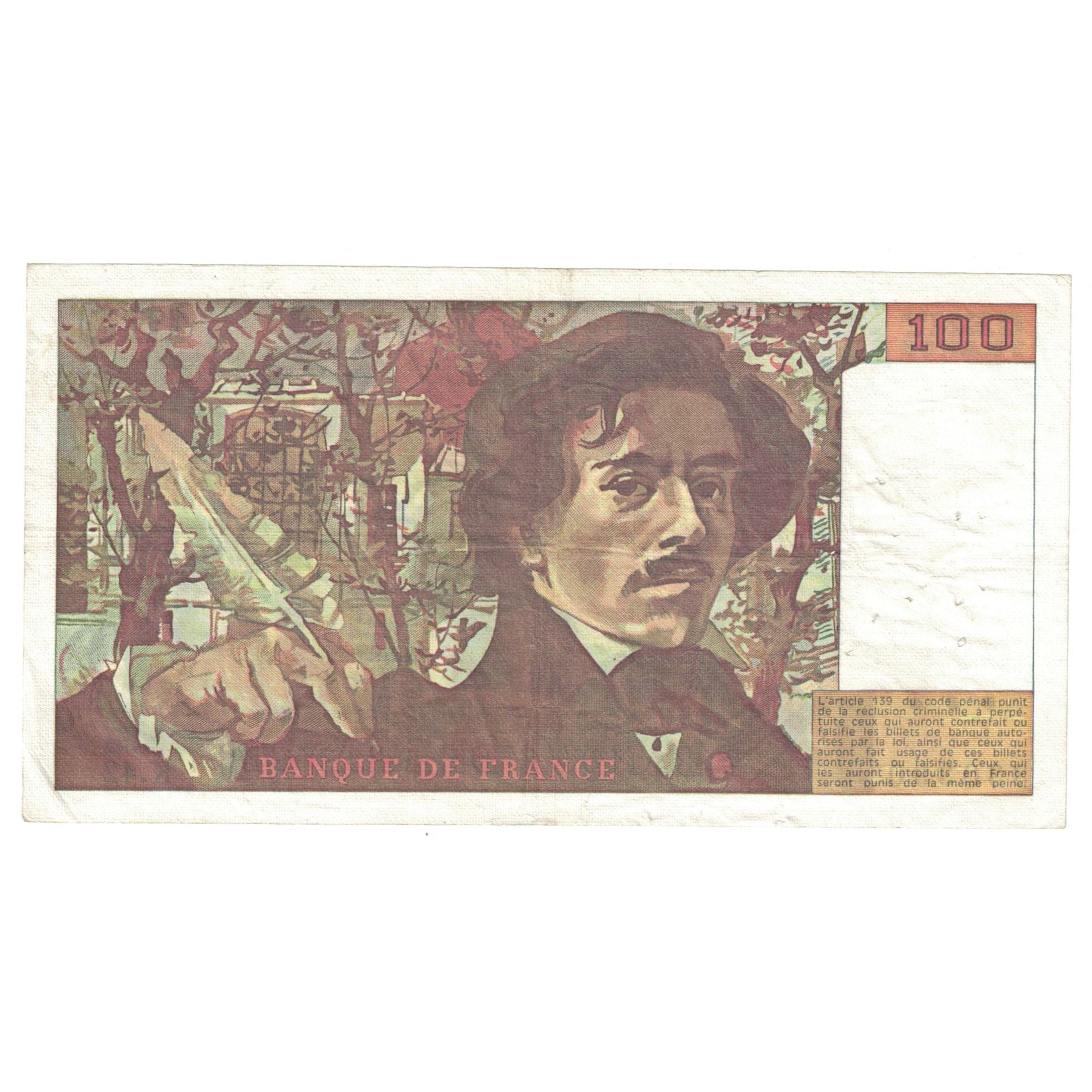 France, 100 Francs, Delacroix, 1980, 1980, TTB, Fayette:69.04b, KM:154b