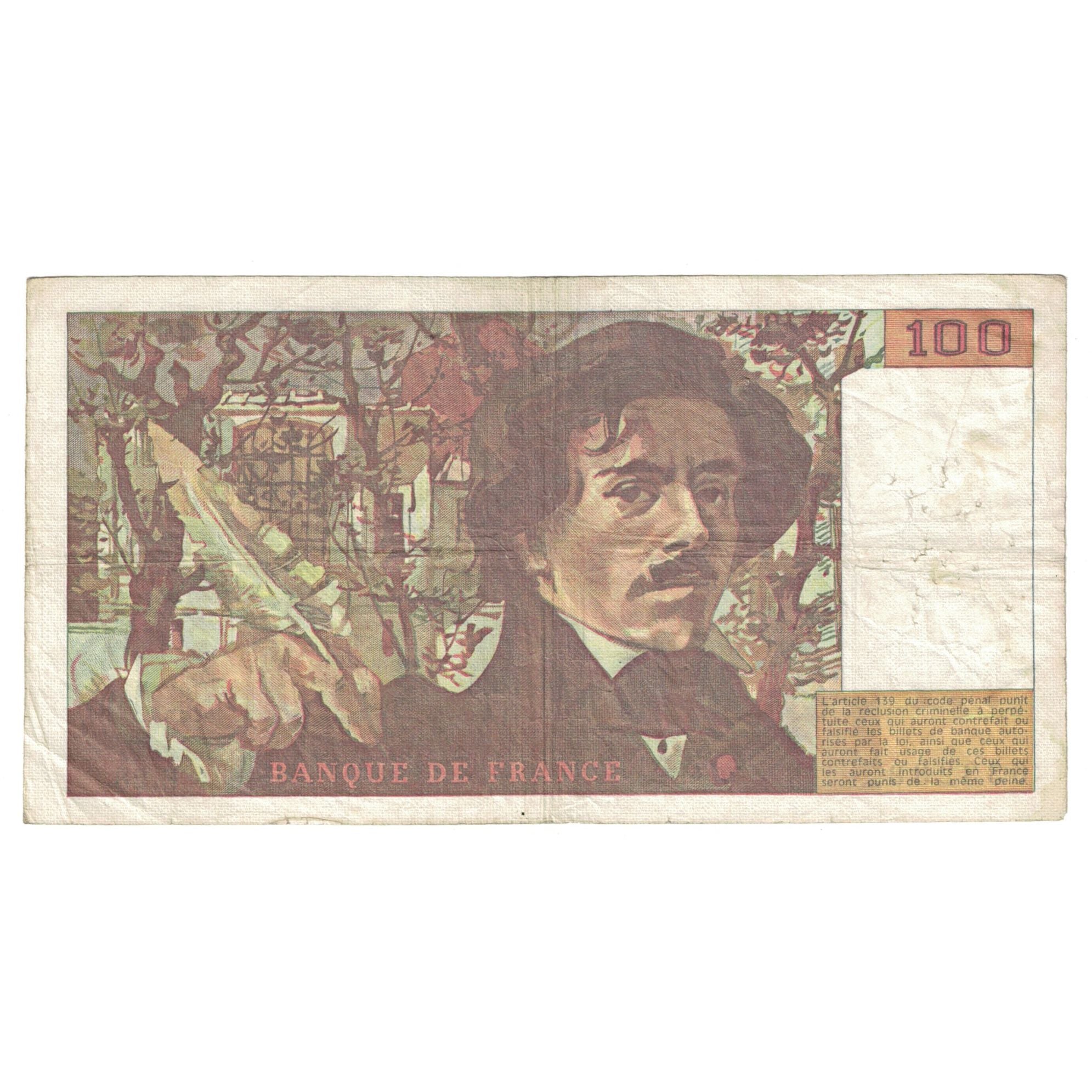 Frankreich, 100 Francs, Delacroix, 1980, 1980, S+, Fayette:69.04a, KM:154b