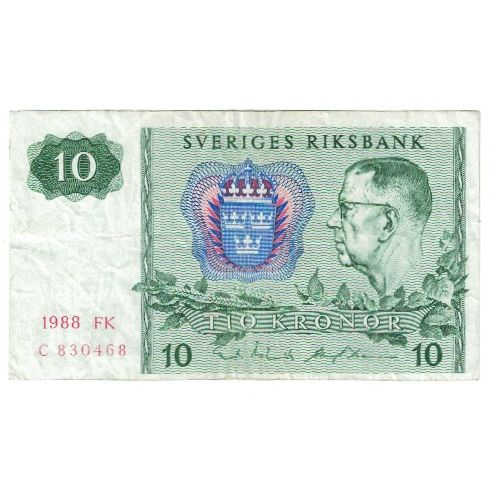 Banknote, Sweden, 10 Kronor, 1988, KM:52e, AU(50-53)