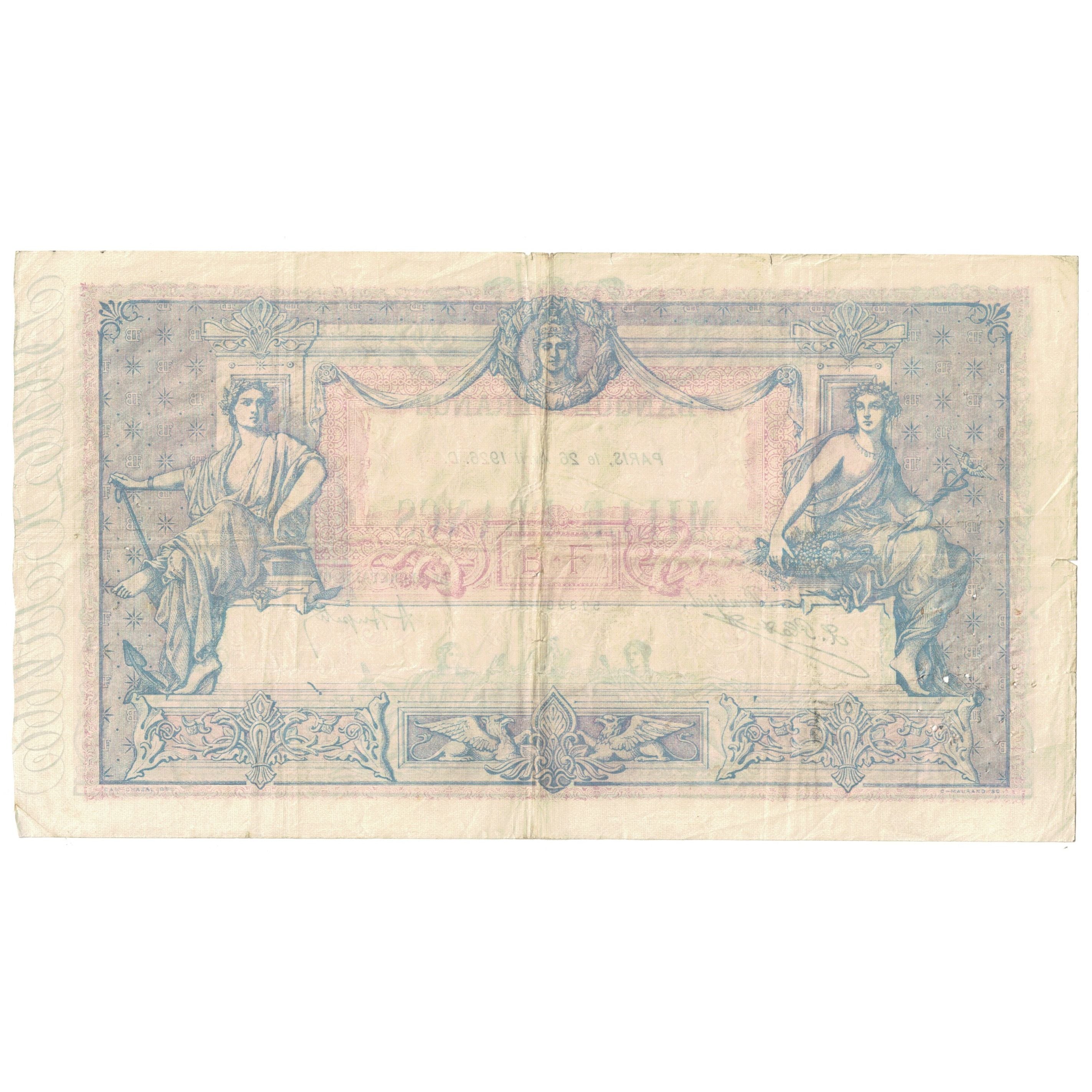 France, 1000 Francs, Bleu et Rose, 1926, 1926-04-26, TB, Fayette:36.42, KM:67j
