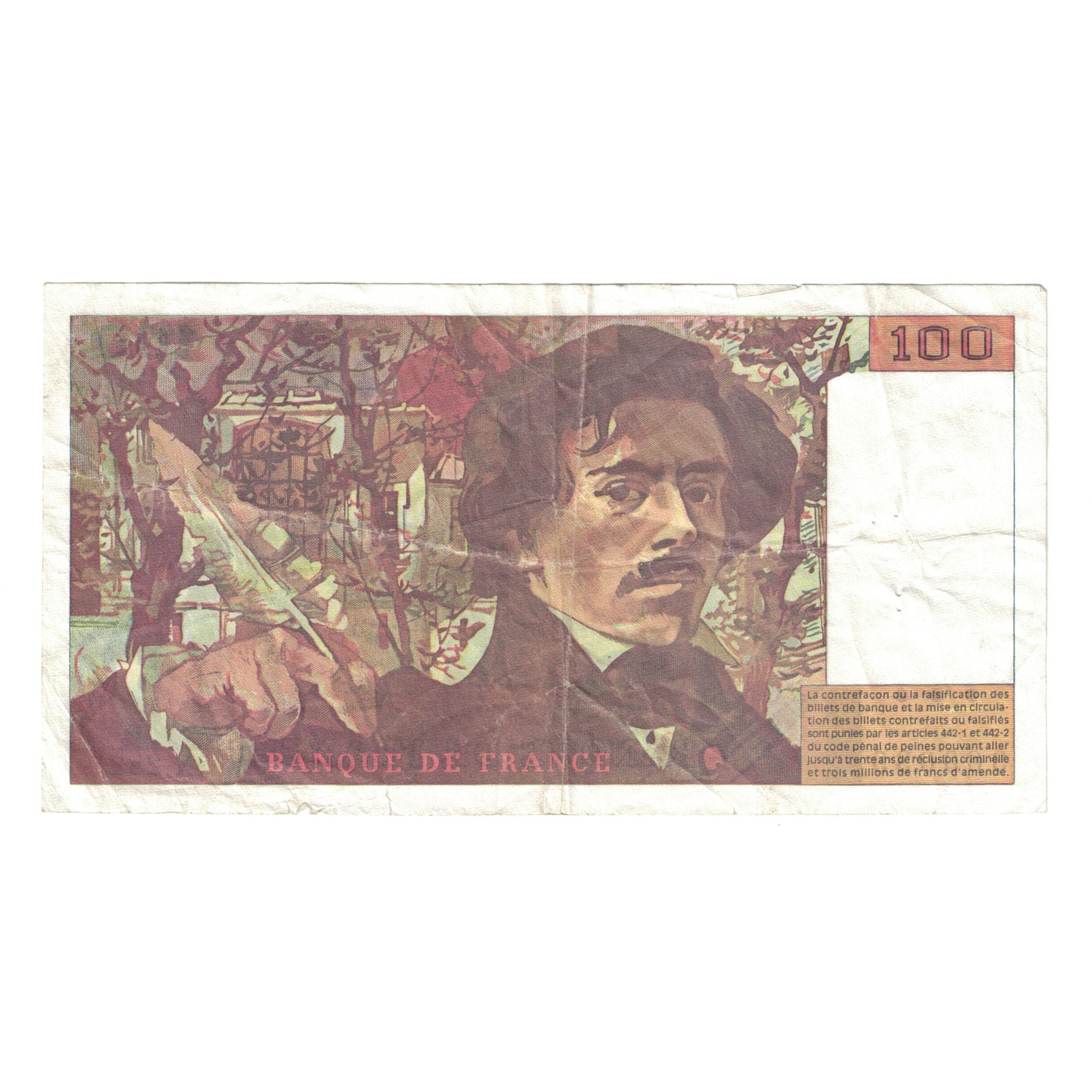France, 100 Francs, Delacroix, 1994, EF(40-45), Fayette:69ter.01c, KM:154h