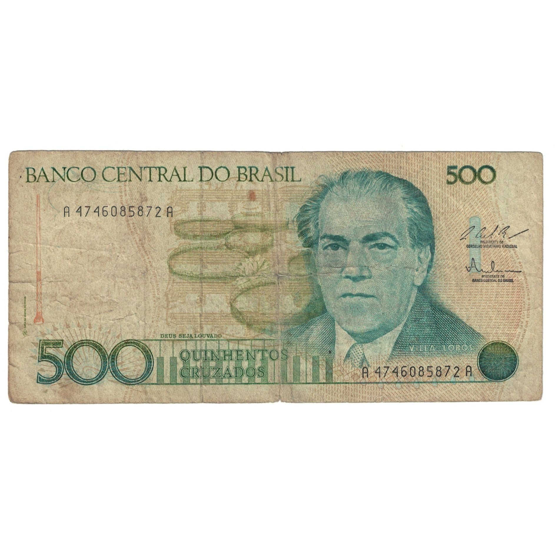 Biljet, Brazilië, 500 Cruzados, KM:212c, TB