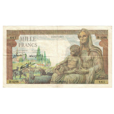 Frankreich, 1000 Francs, Déesse Déméter, 1943, D.4268, SS, Fayette:40.19