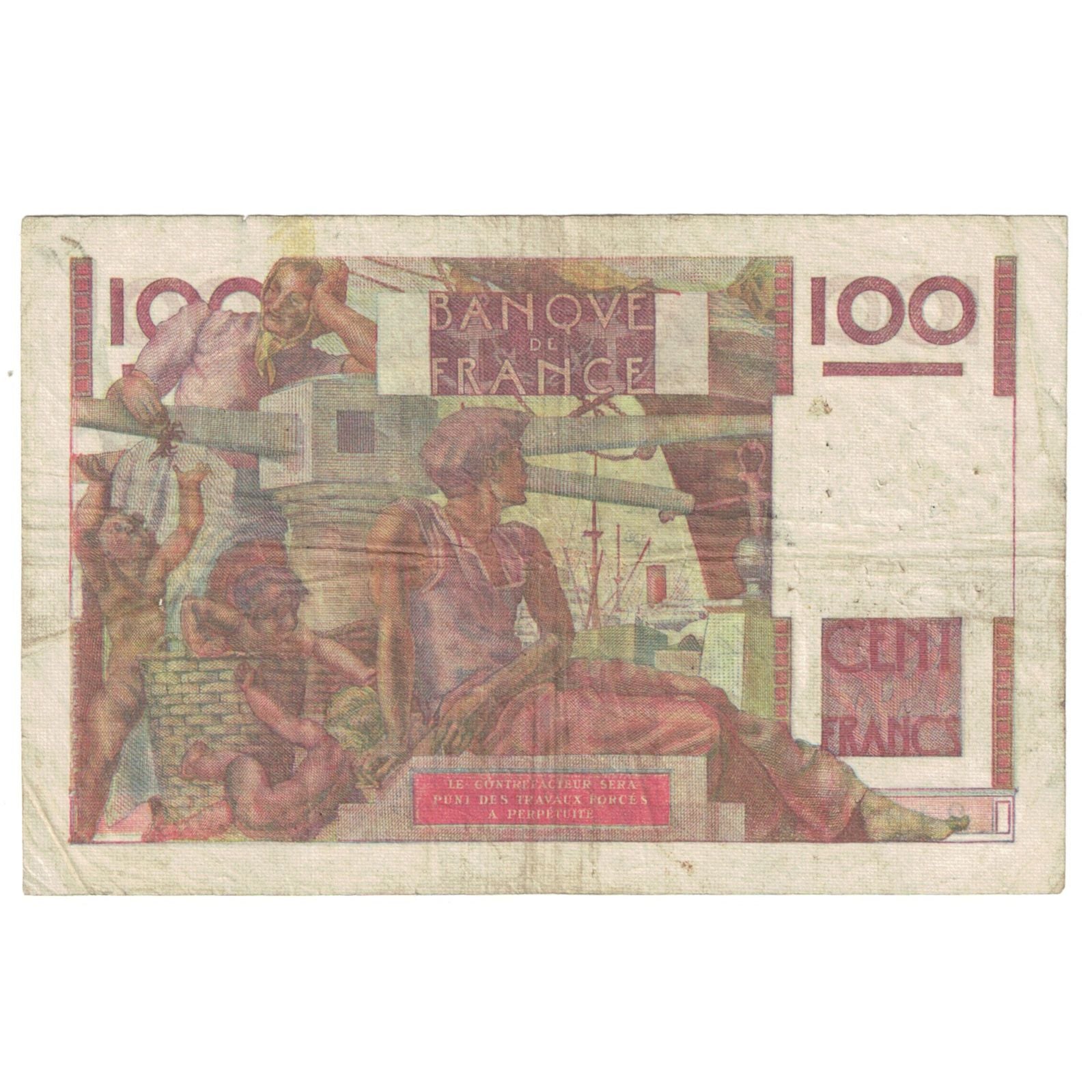 France, 100 Francs, Jeune Paysan, 1949, H.330, EF(40-45), Fayette:28.17, KM:128b