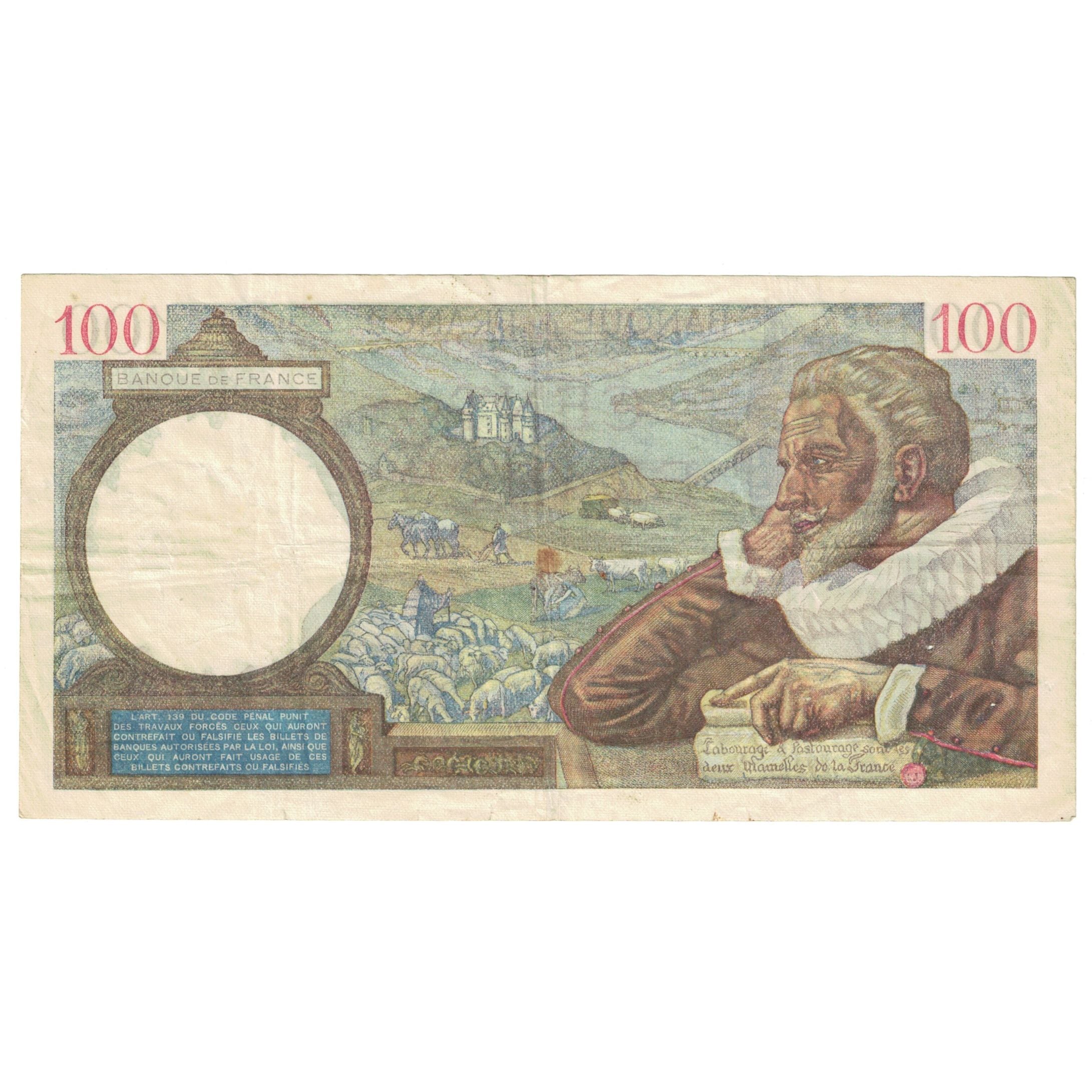 Francja, 100 Francs, Sully, 1939, G.3205, EF(40-45), KM:94