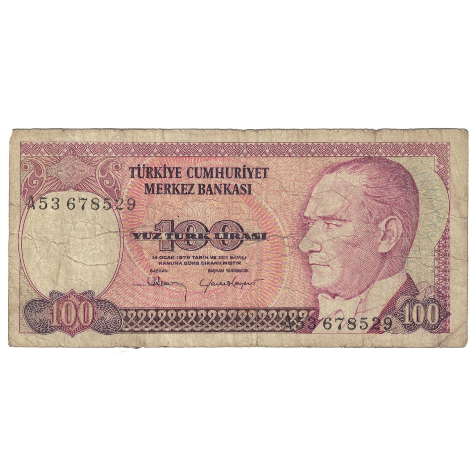 Geldschein, Türkei, 100 Lira, 1970, 1970-01-14, KM:194b, SGE+