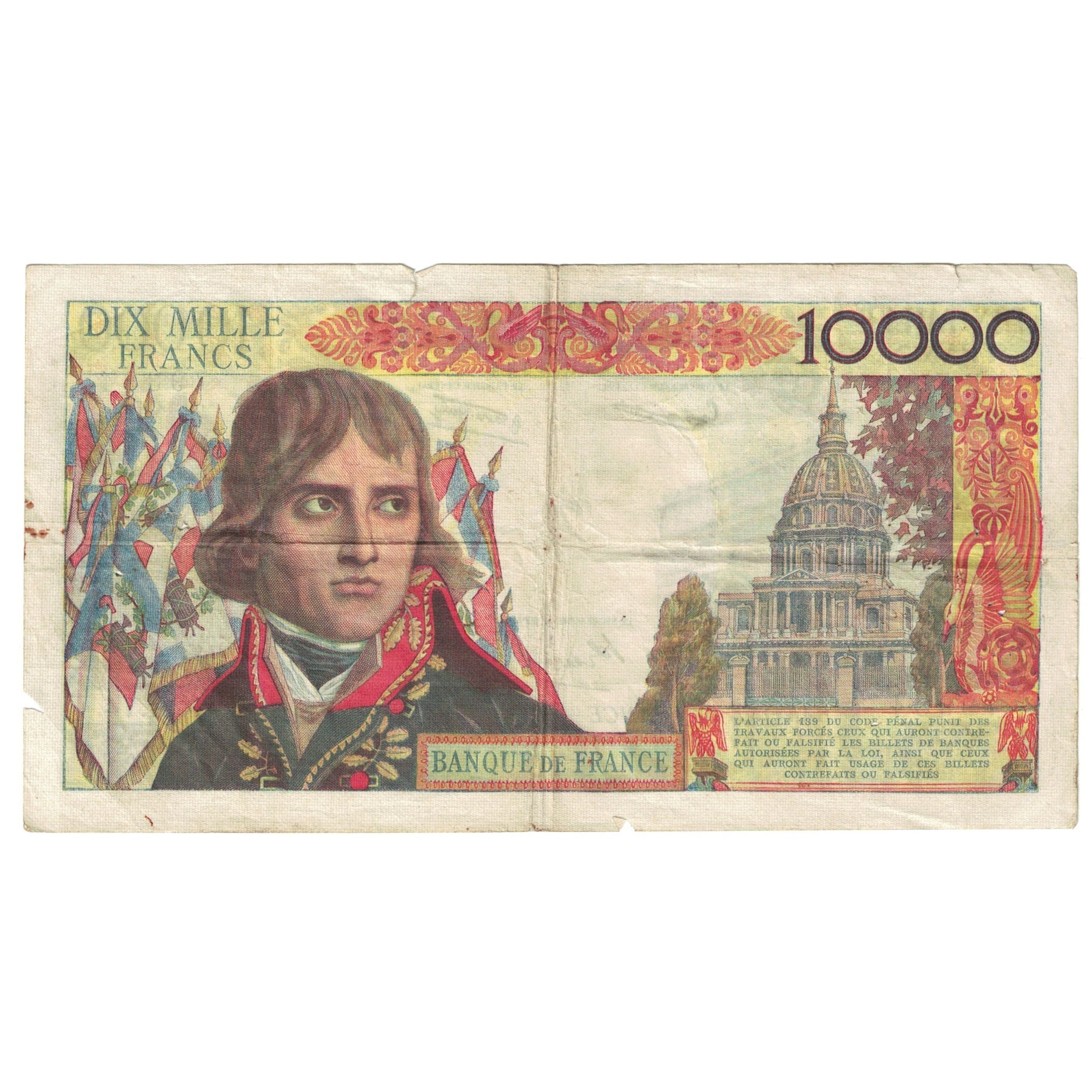Francja, 10,000 Francs, Bonaparte, 1957, R.74, VF(20-25), Fayette:51.8, KM:136b