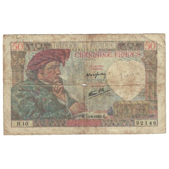 Frankrijk, 50 Francs, Jacques Coeur, 1940, H.10, Première date, B